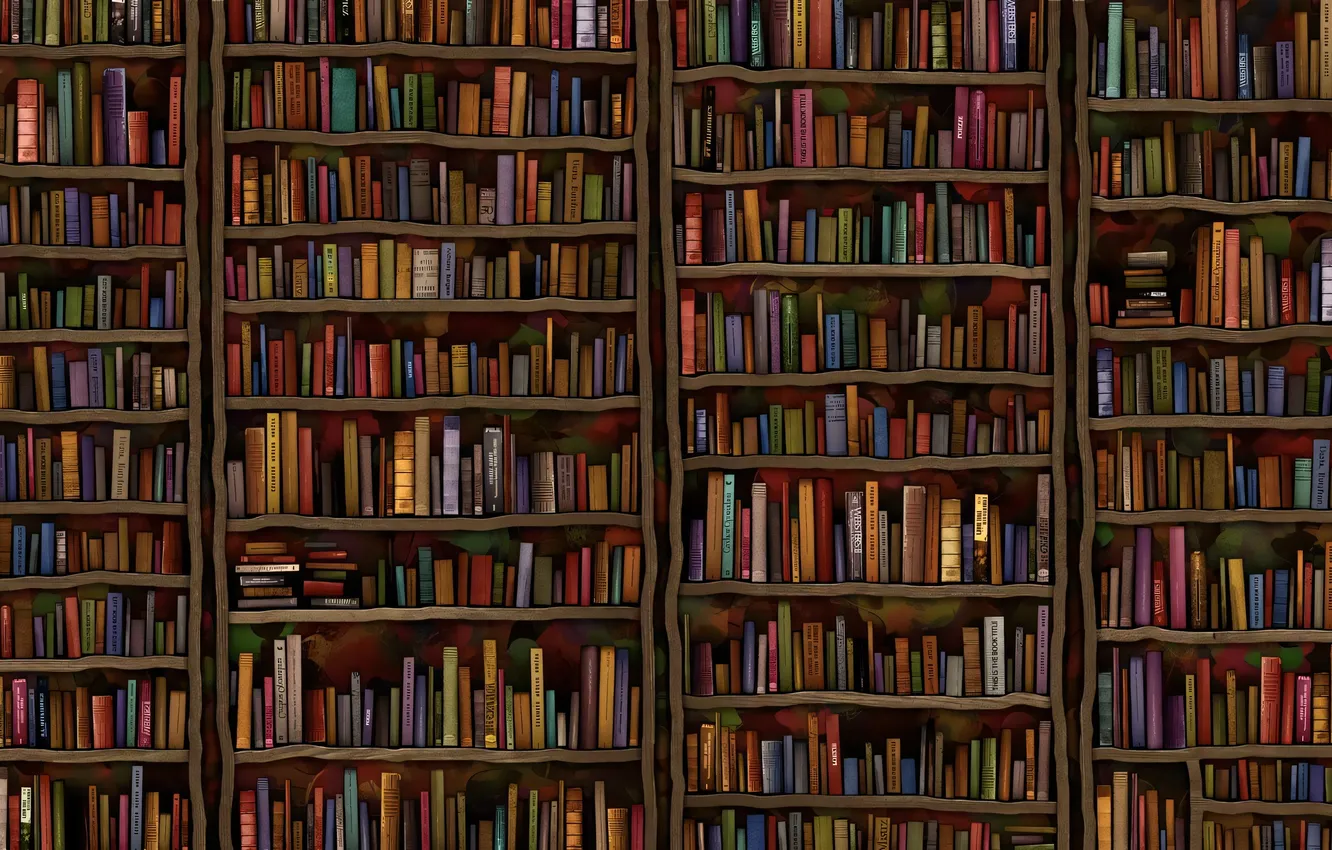 Фото обои книга, библиотека, vladstudio, стеллаж