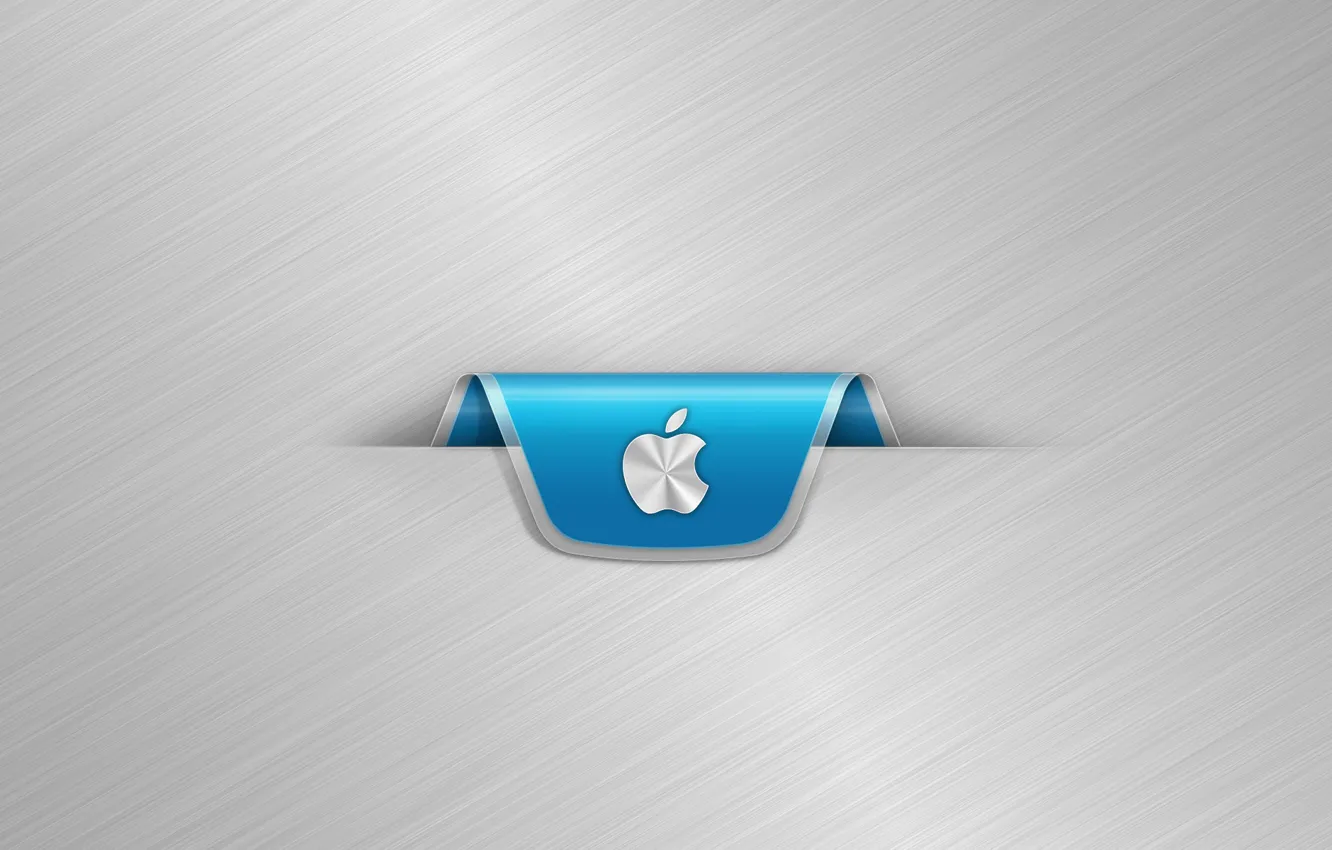 Фото обои металл, полосы, Apple, серебро, яблоко, минимализм, лого, закладка