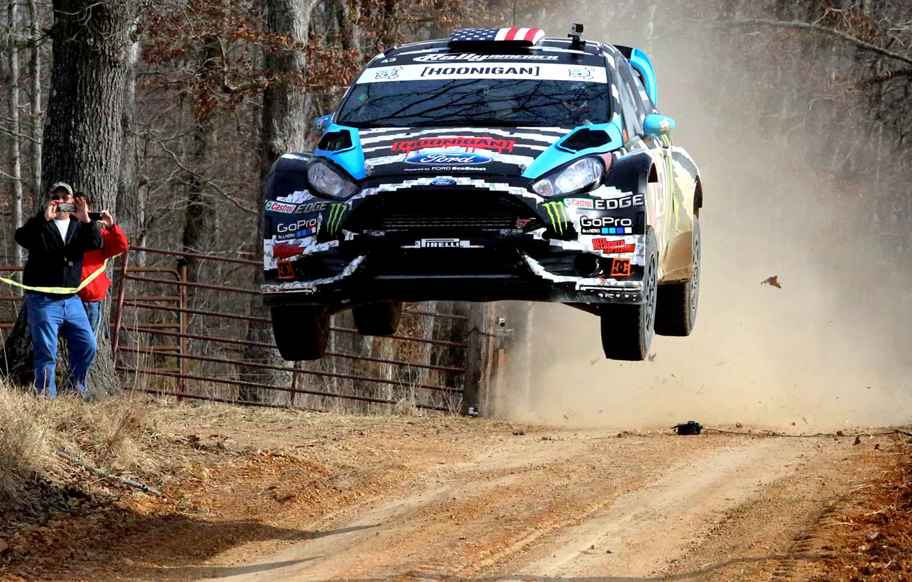 Фото обои Ford, Race, Ken Block, Rally, Fiesta, 2014, Woods, 100 Acre
