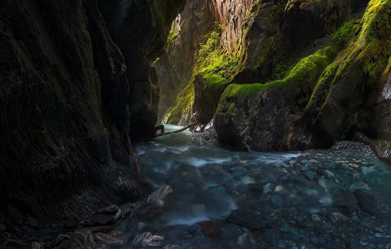 Фото обои река, камни, скалы, ущелье, водоем