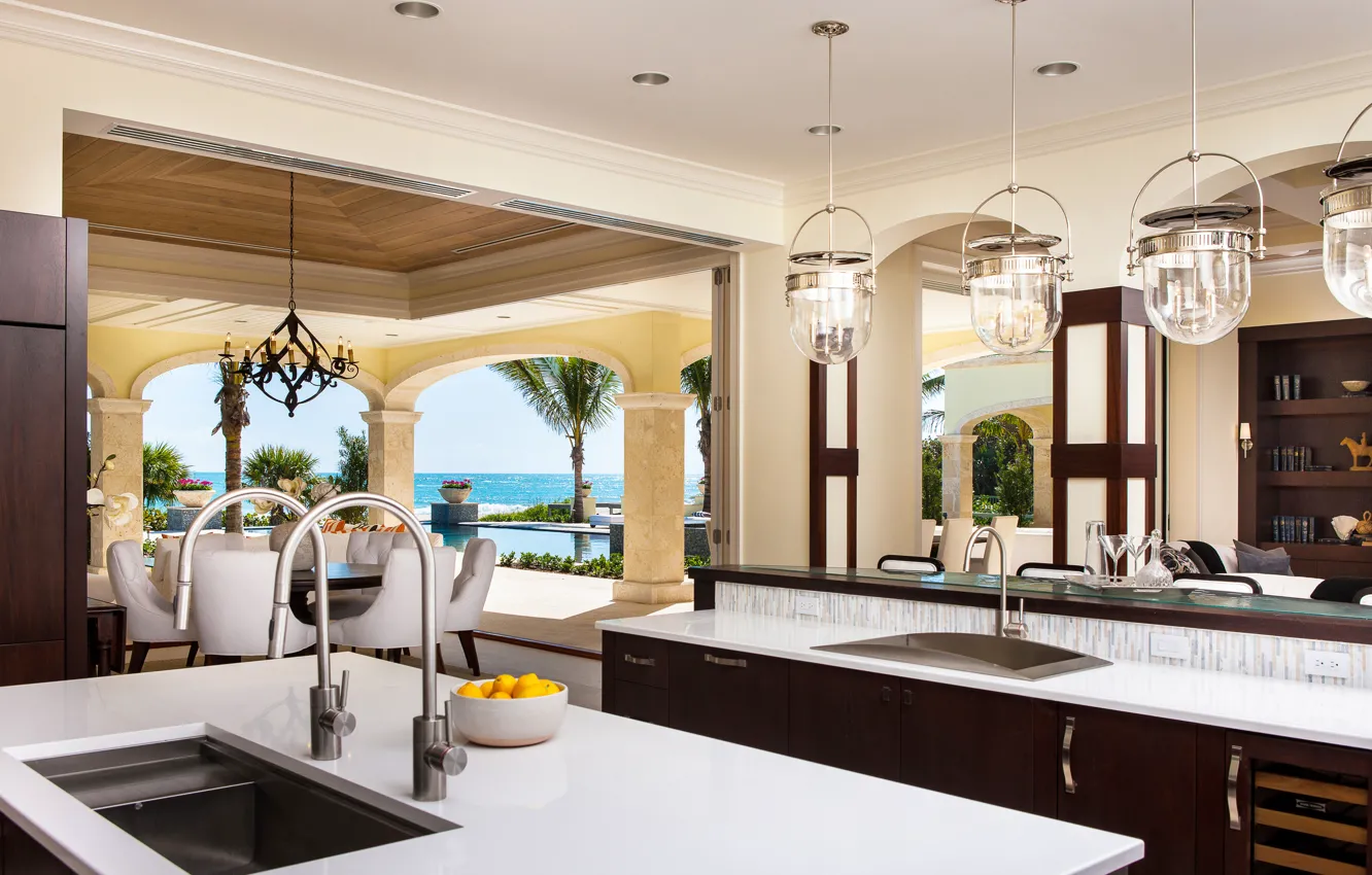 Фото обои ocean, luxury, kitchen