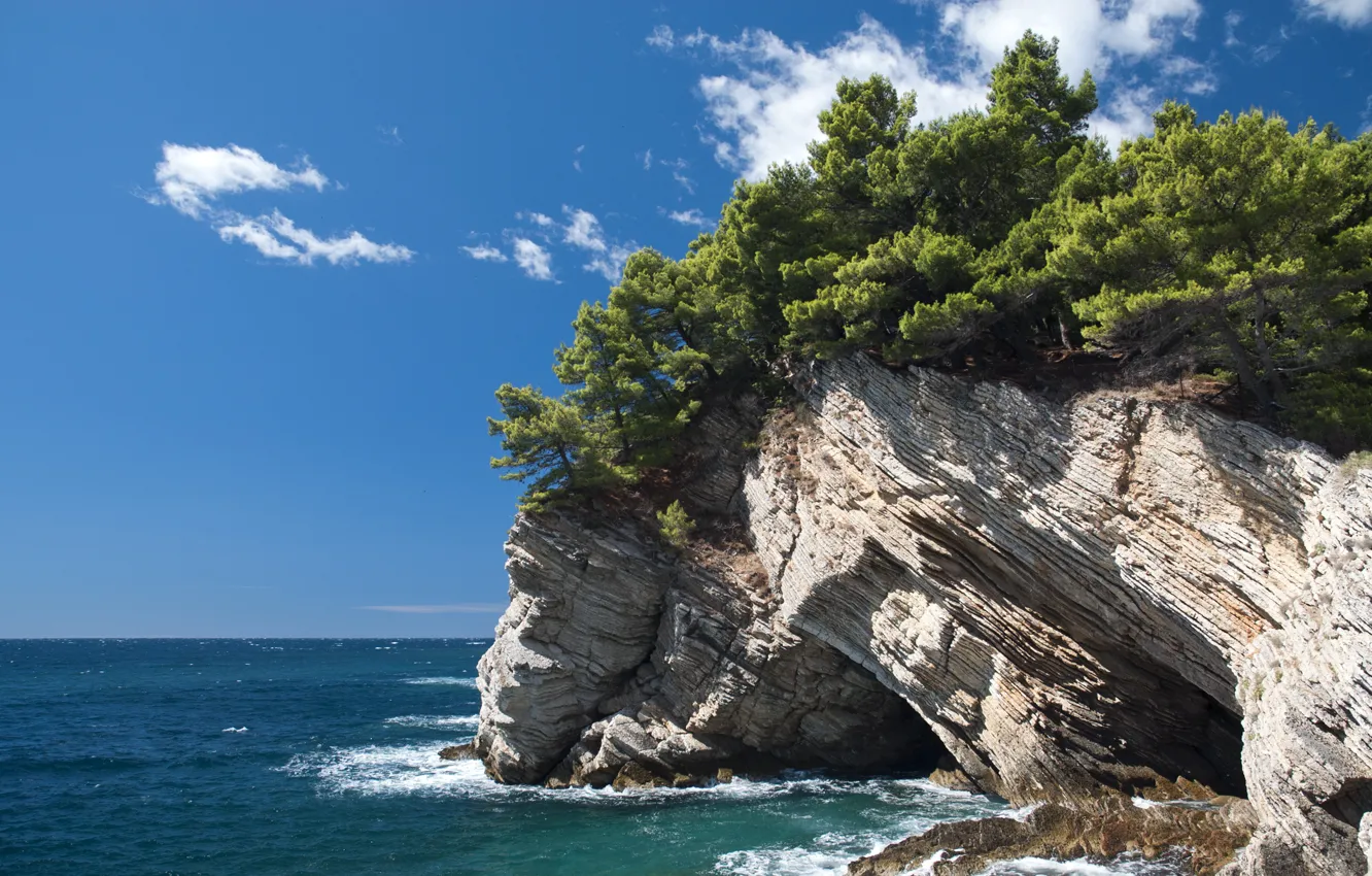 Фото обои скалы, хорватия, Petrovac na Moru