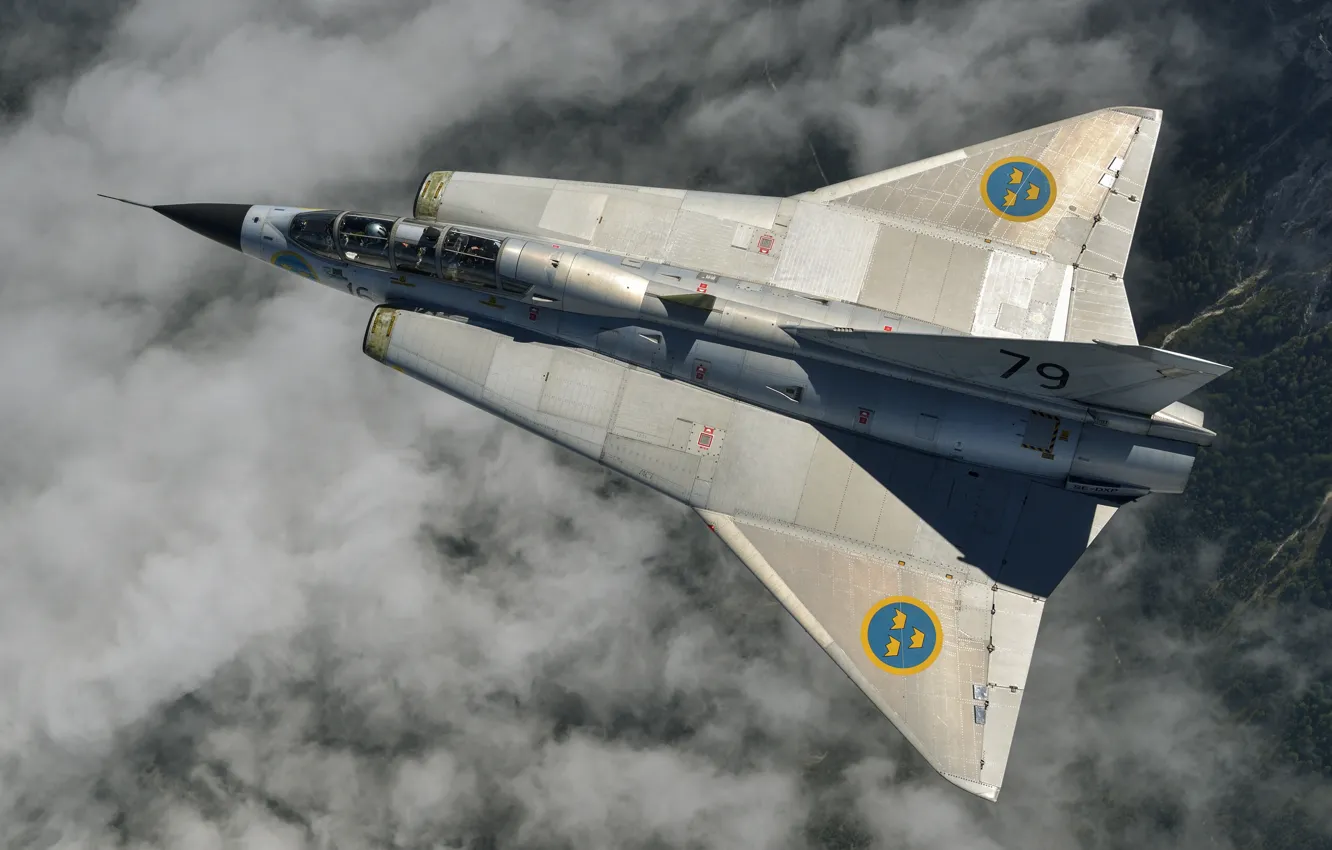 Фото обои Истребитель, SAAB, ВВС Швеции, Saab 35 Draken