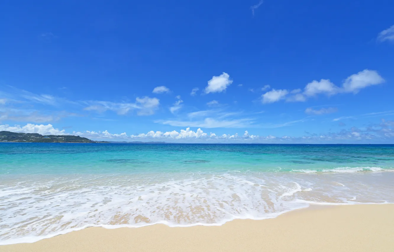 Фото обои песок, море, волны, пляж, берег, summer, beach, sea