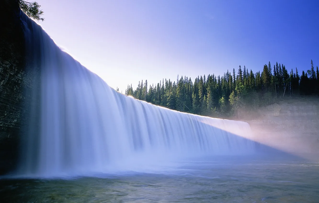 Фото обои lake, tree, waterfall