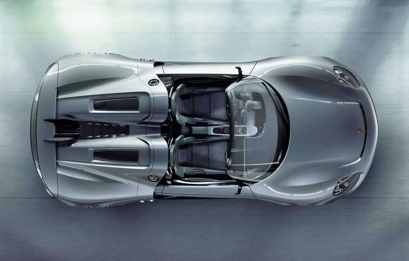 Фото обои авто, Concept, Porsche, сиденья, Spyder, 918, вид сверху