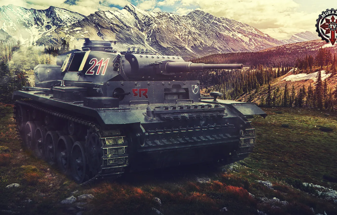 Фото обои Игры, Games, World of Tanks, Wargaming Net, Panzer III, FuriousGFX