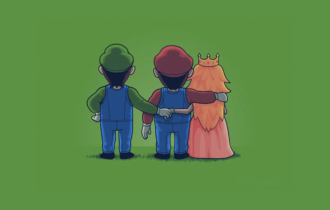 Фото обои green, Mario, Luigi, Princess Peach, Mario Bros