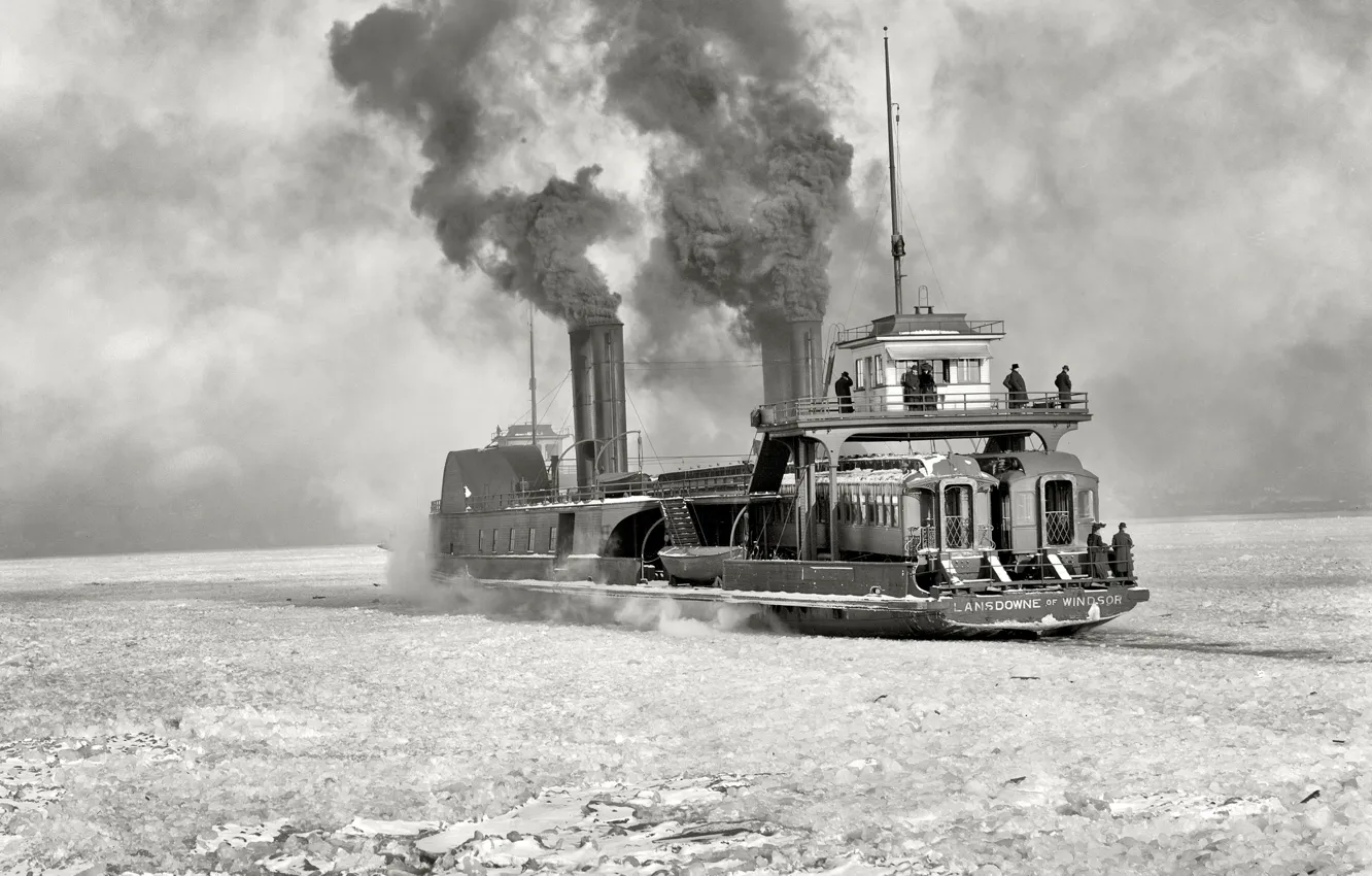 Фото обои ретро, корабль, пароход, США, ледокол, 1904-й год