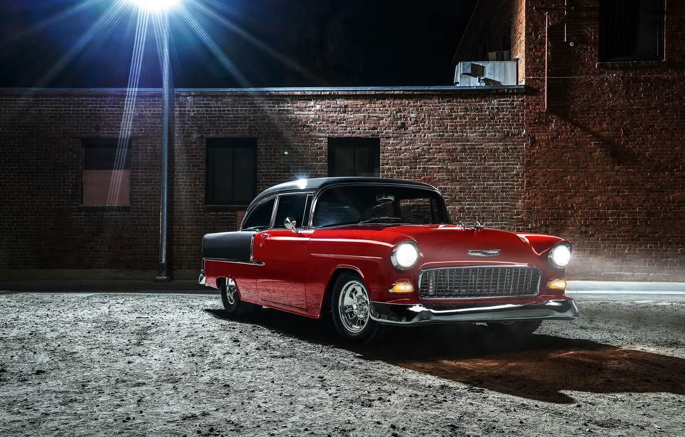 Фото обои car, классика, retro, 1955, Chevrolet Bel Air, Chevy Hardtop