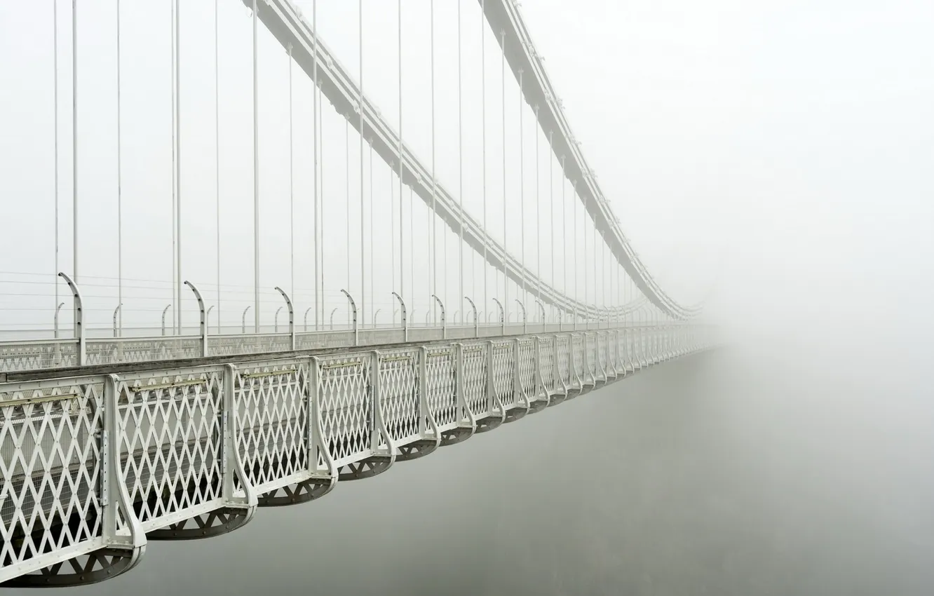 Фото обои Великобритания, fog, Бристоль, Clifton Suspension Bridge