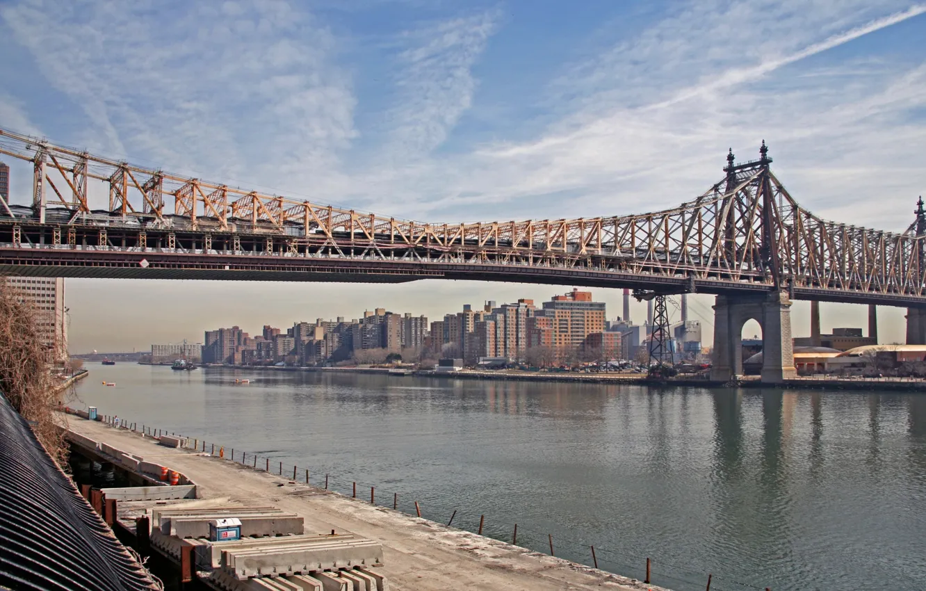 Фото обои мост, река, нью, йорк