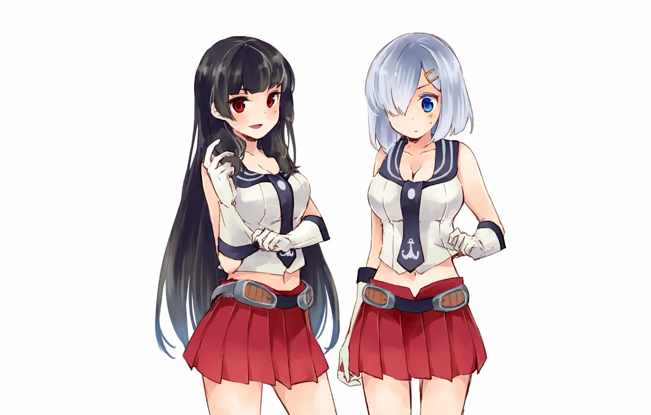 Фото обои sexy, cleavage, school uniform, long hair, girls, boobs, anime, blue eyes