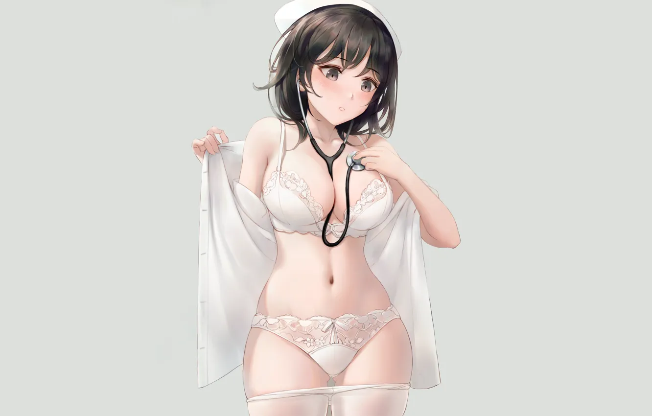 Фото обои kawaii, sexy, anime, pretty, cute, underwear, anime girls, white bra