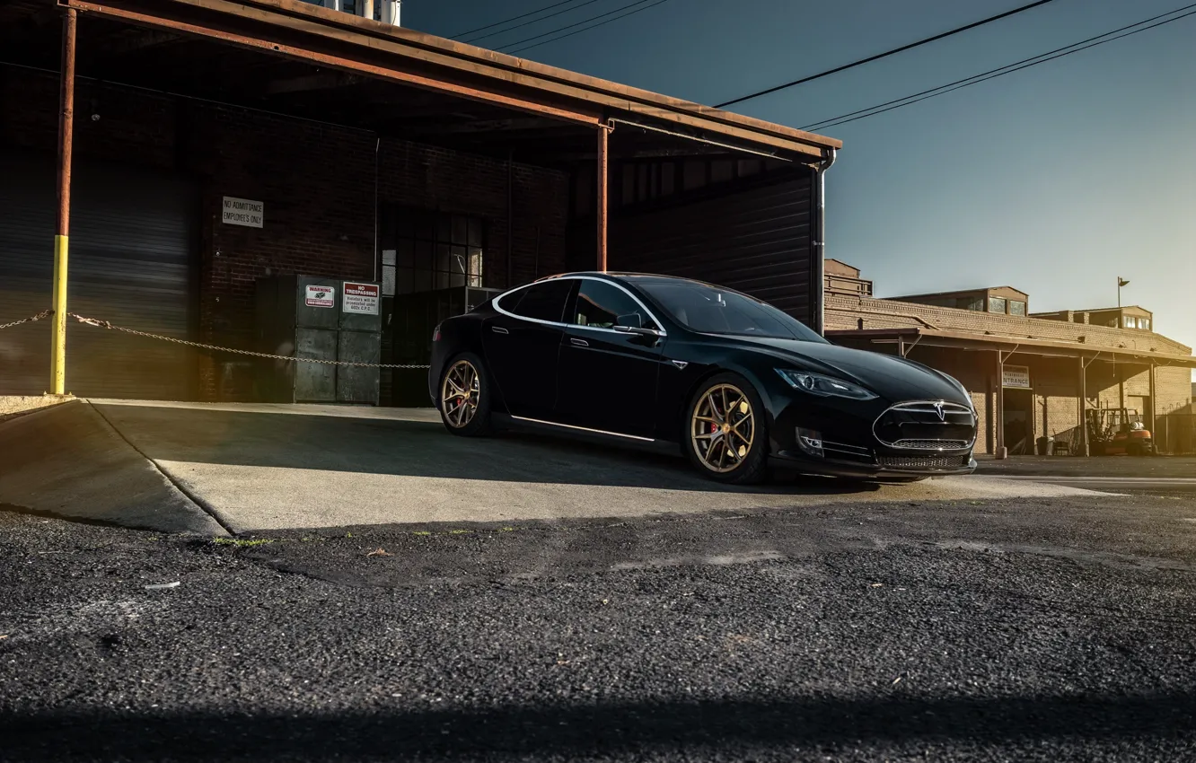 Фото обои Car, Black, California, Forged, Tesla, Model S, P85