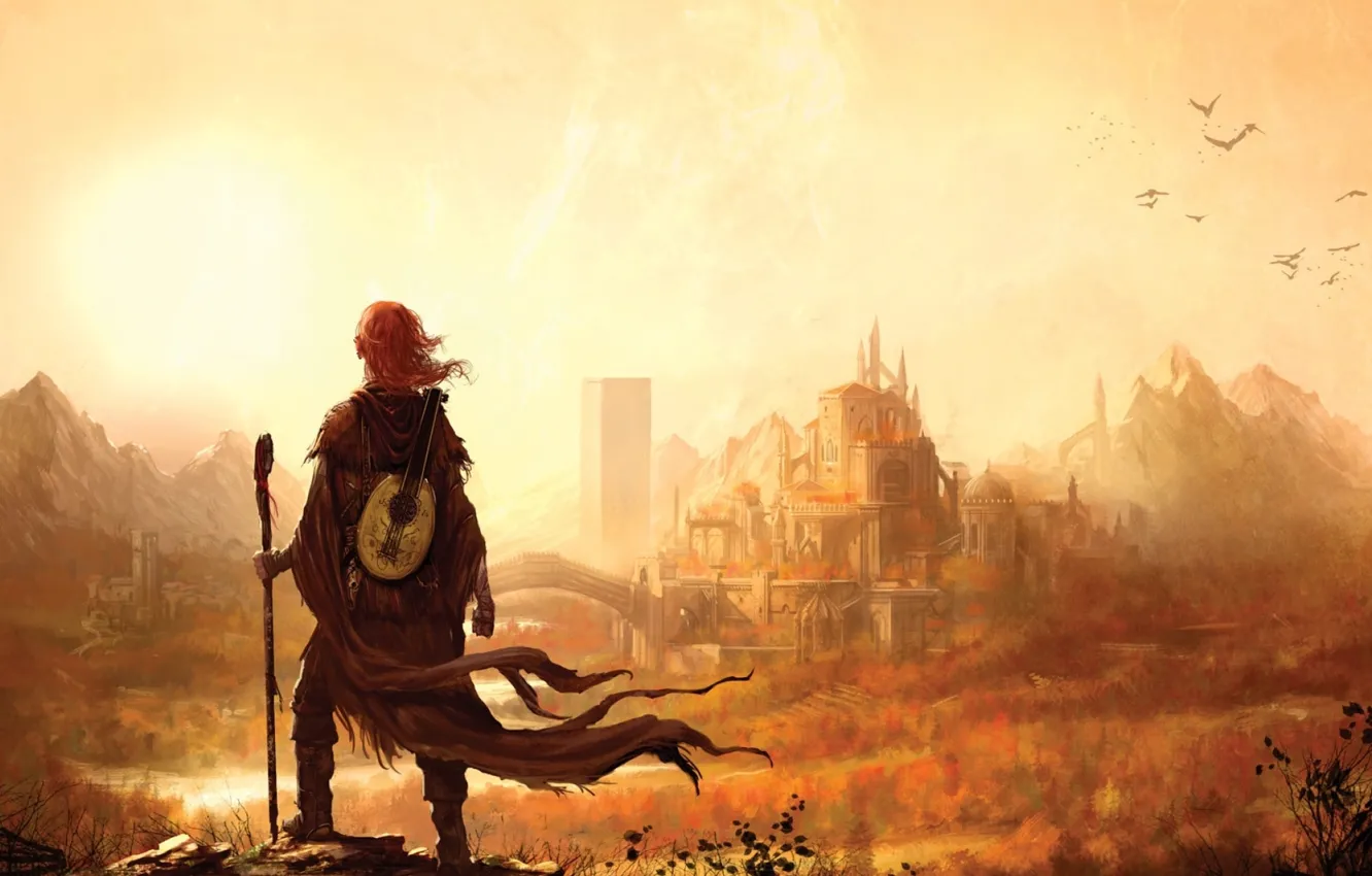 Фото обои city, human figure, The Kingkiller Chronicle