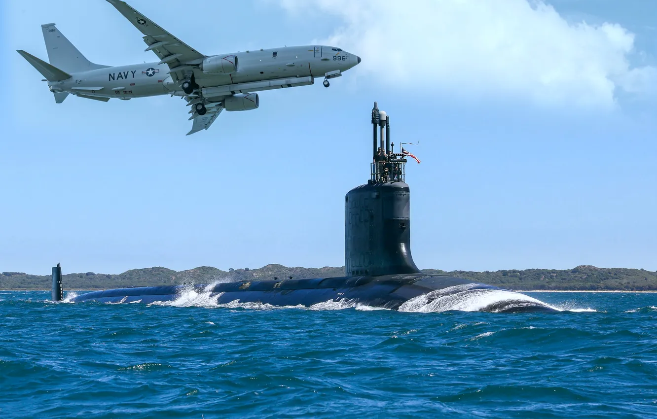 Фото обои USS Minnesota, атомная подводная лодка, SSN-783, патрульный противолодочный самолет Poseidon