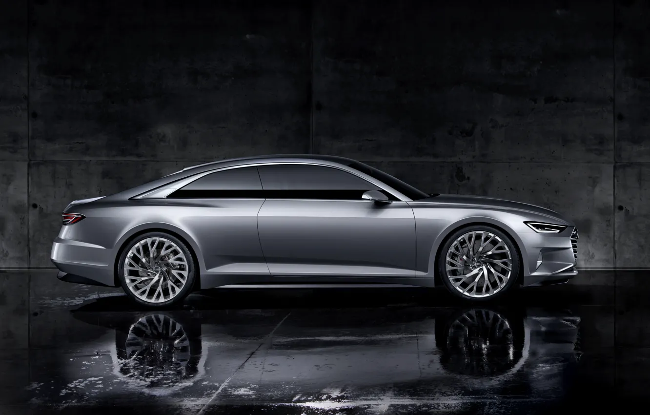 Фото обои Concept, фон, Audi, купе, Coupe, в профиль, 2014, Prologue