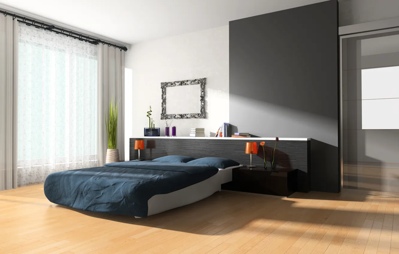 Фото обои дизайн, комната, кровать, интерьер, спальня