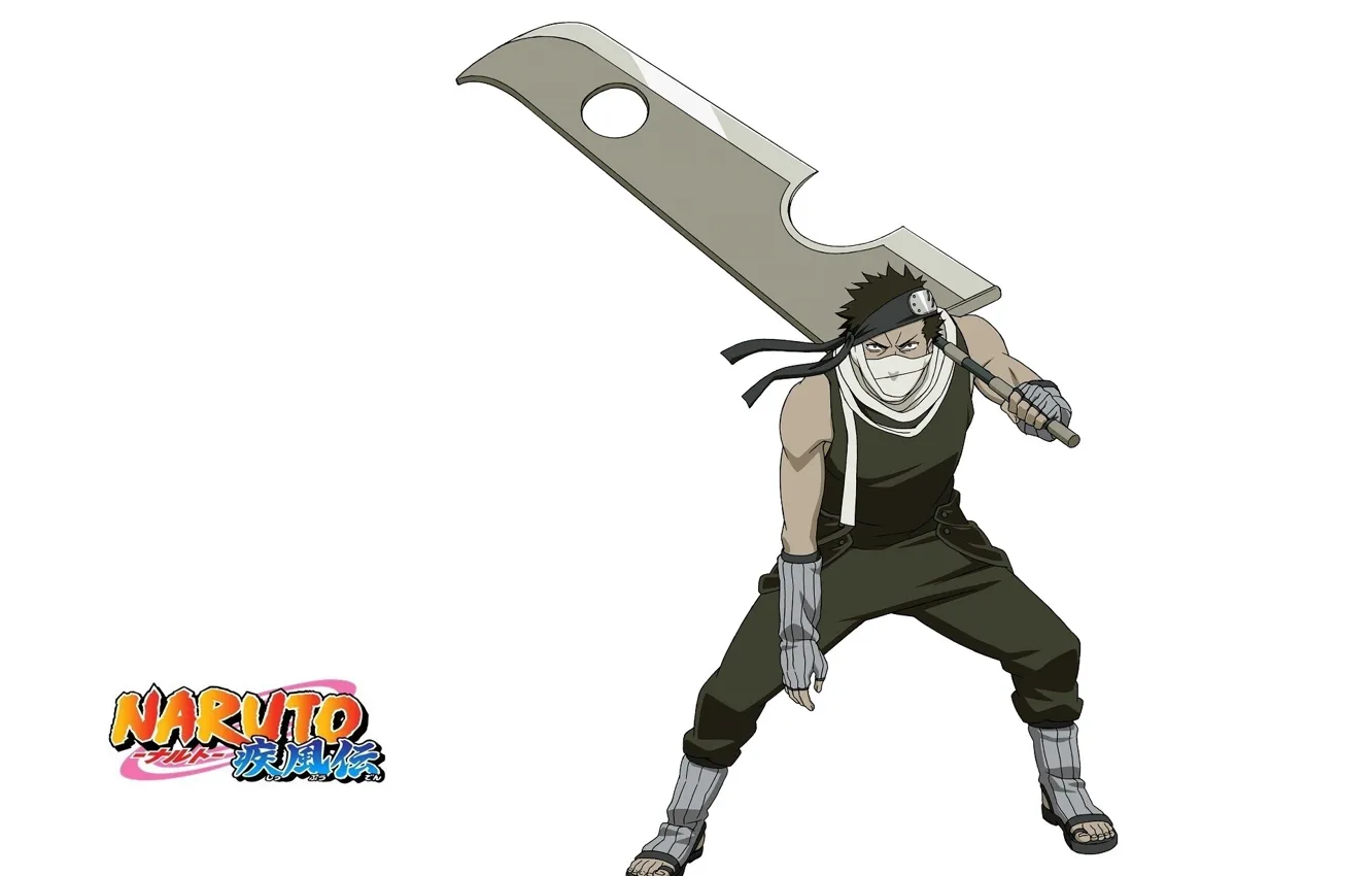 Фото обои Naruto, стойка, ninja, бинт, Momochi Zabuza, Наруто Ураганные хроники, повязка на лоб, огромный меч