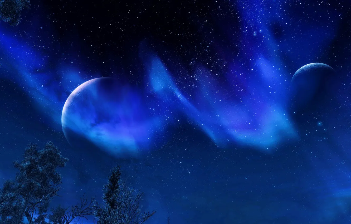 Фото обои ночь, звездное небо, Skyrim, The Elder Scrolls V