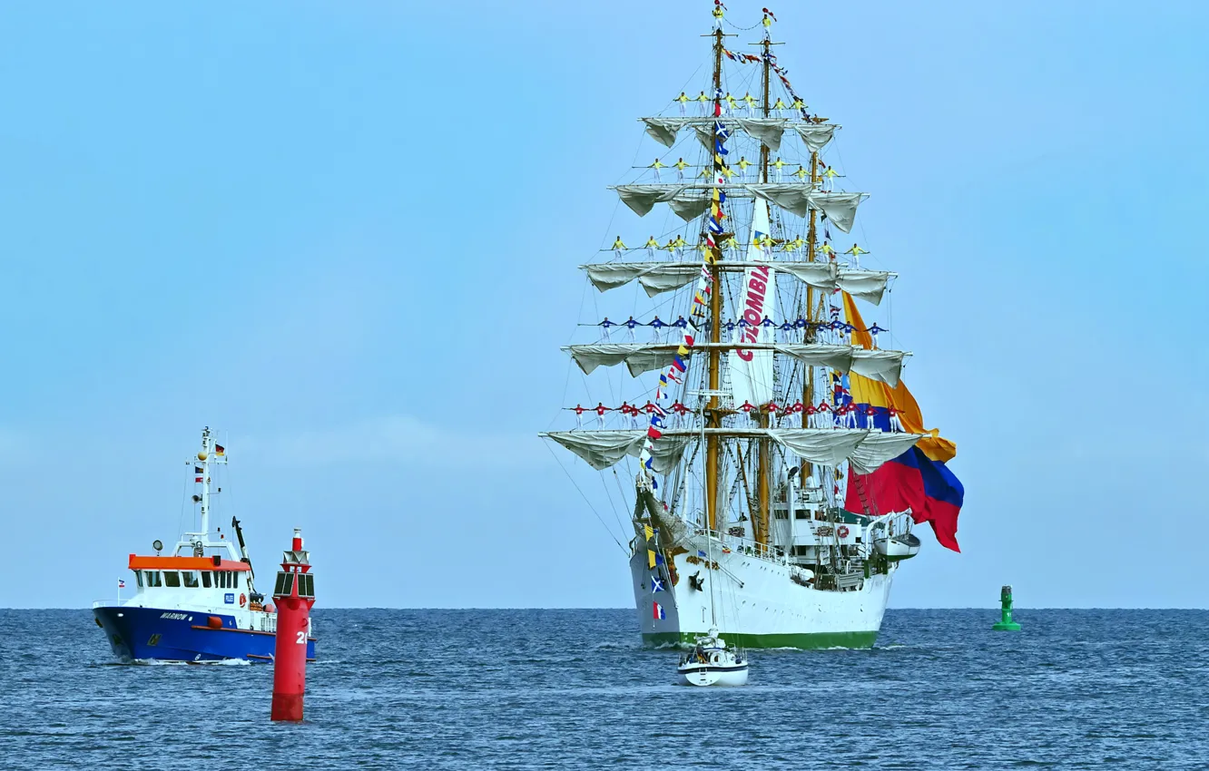 Фото обои встреча, парусник, Визит