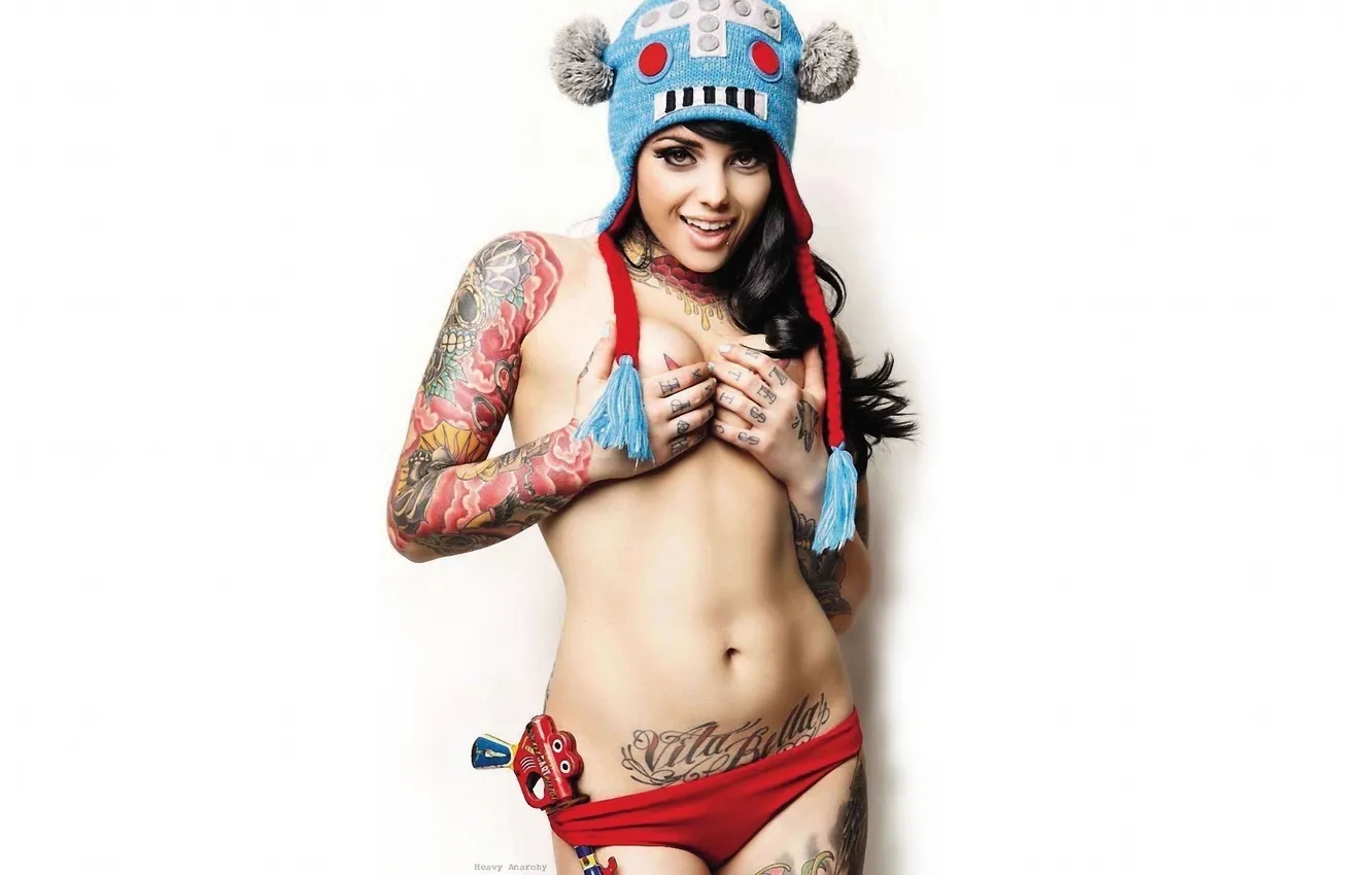 Фото обои Girl, Tattoo, Kareem, Toy, Red Panty