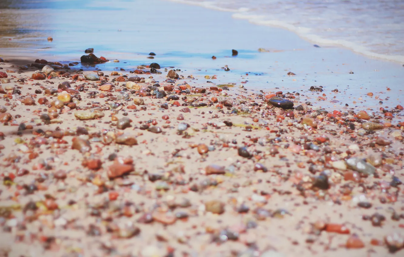 Фото обои песок, пляж, галька, камни, разные