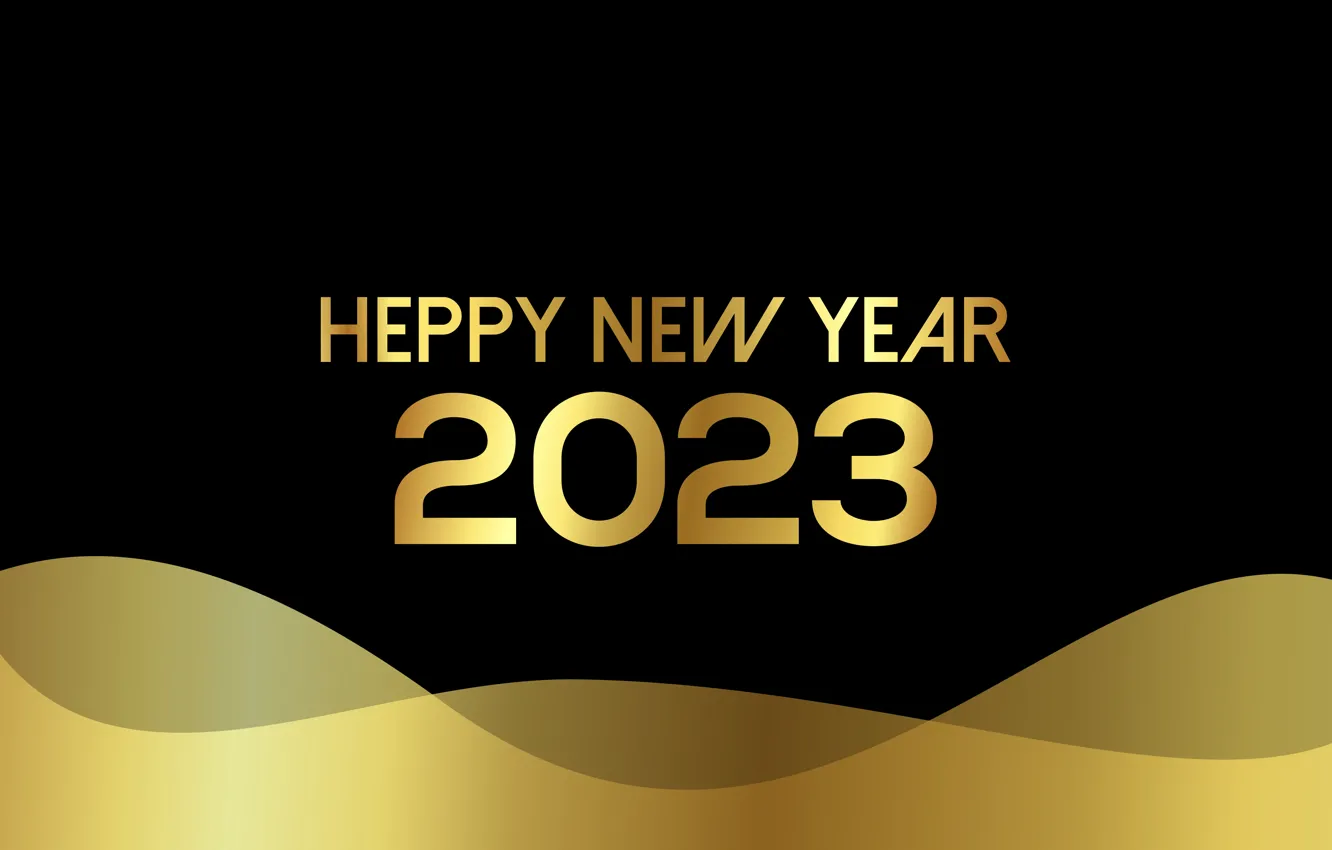 Фото обои цифры, Новый год, черный фон, позолота, дата, 2023, Новый 2023 год
