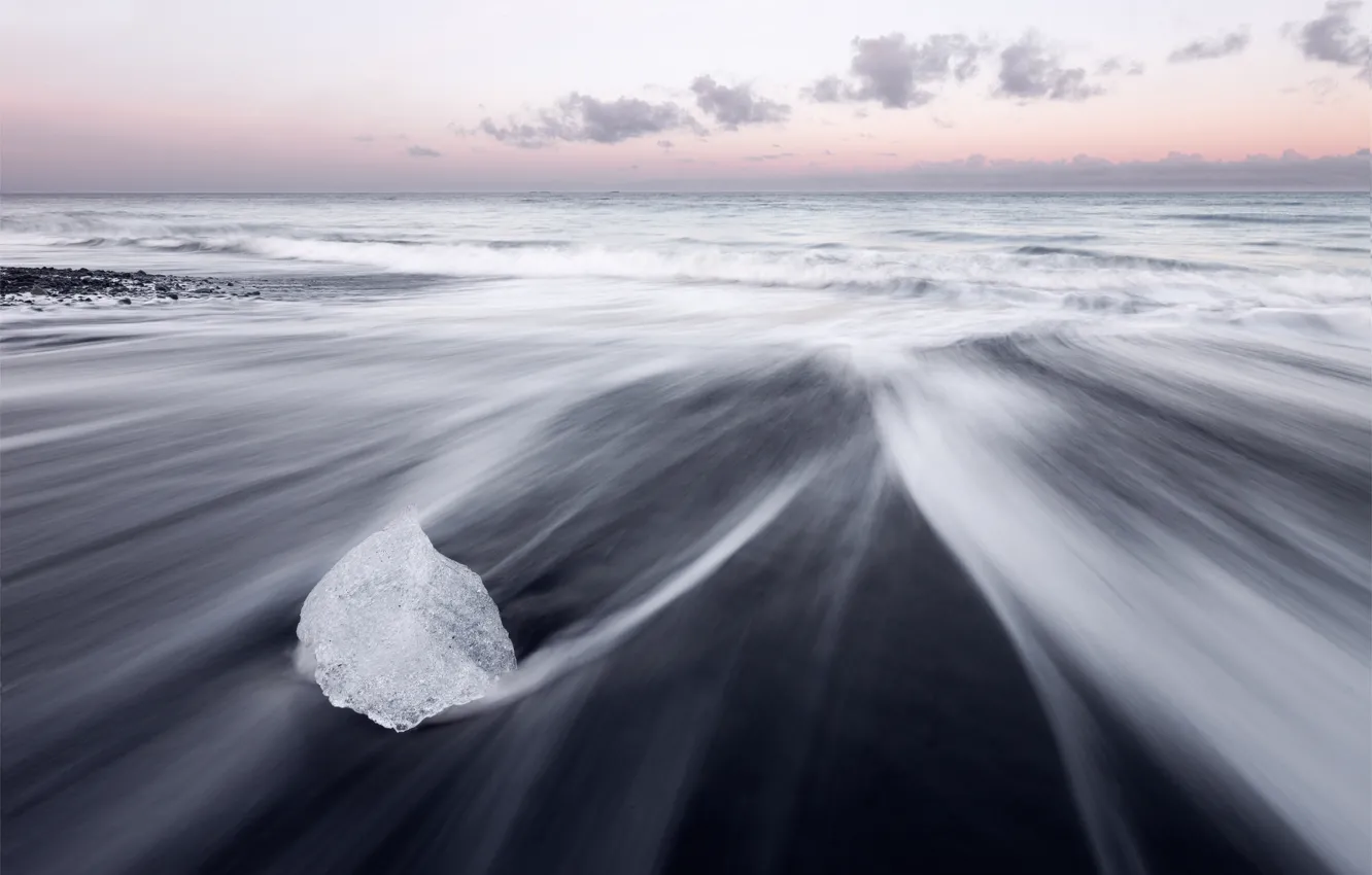 Фото обои море, пляж, лёд, Исландия