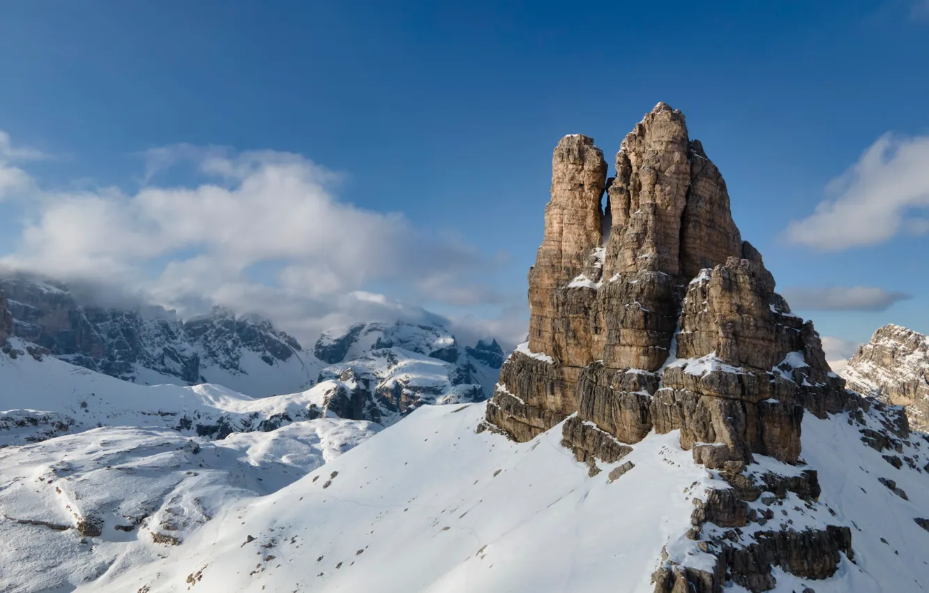 Фото обои зима, снег, высота, гора, Альпы, Италия