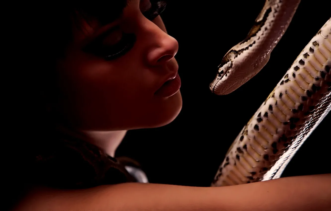 Фото обои snake, woman, reptile