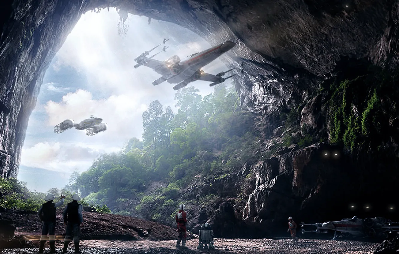 Фото обои Звёздные войны, Alfie Rodriguez, фантастическая эпопея, Rebel Hidden Base in SooKah System