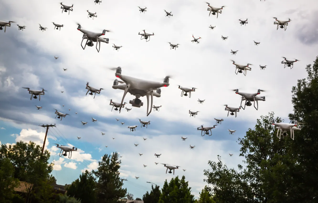 Фото обои hi-tech, drone, drones, swarm