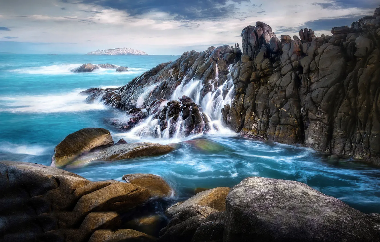 Фото обои море, скалы, берег