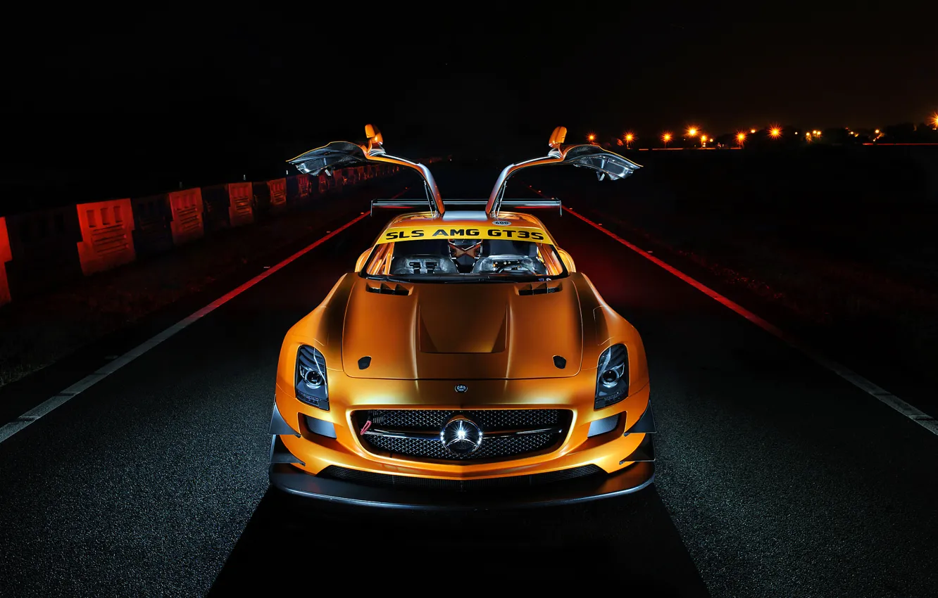 Фото обои Mercedes-Benz, AMG, SLS, orange, GT3S