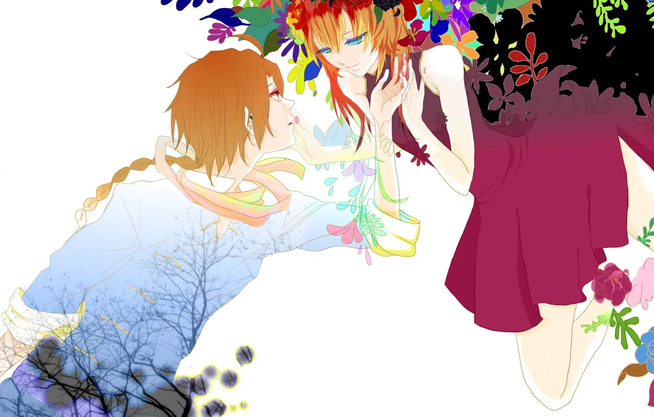 Фото обои цветы, романтика, аниме, арт, пара, GinTama, Фан - Арт