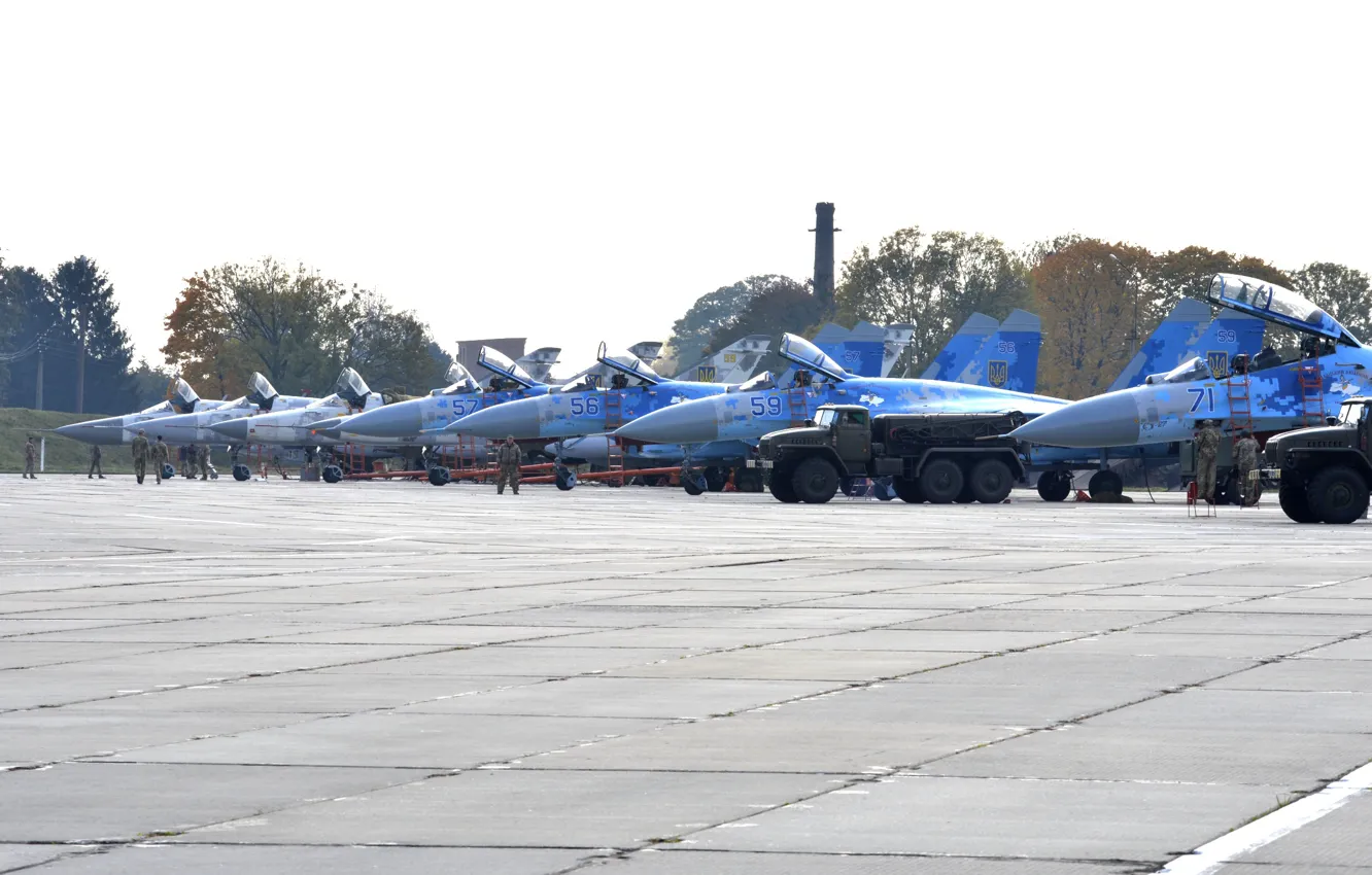 Фото обои Украина, Су-27, Су-24МР, Су-27УБ, Су-24М, ВВС Украины