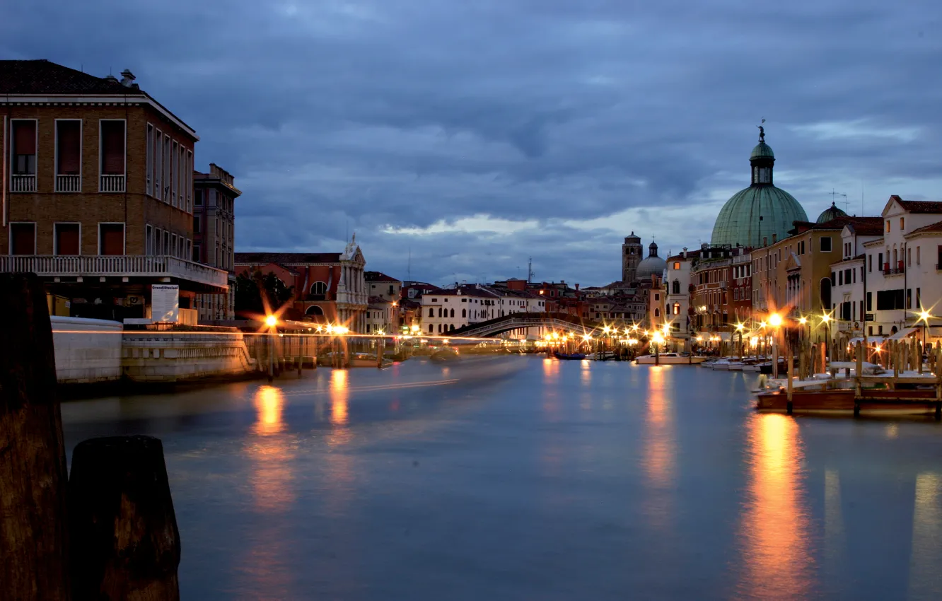 Фото обои city, город, lights, Италия, Венеция, канал, Italy, night