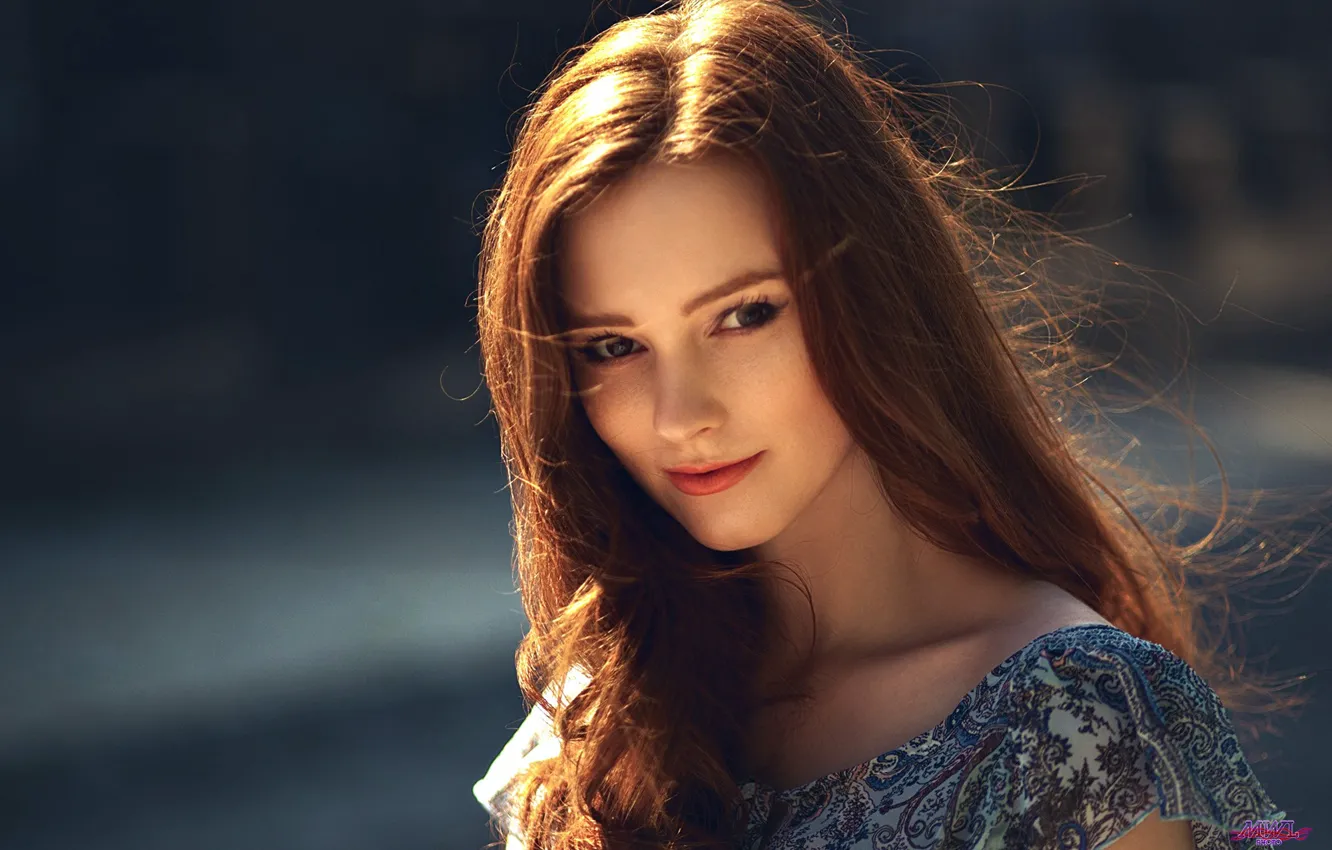 Фото обои girl, photo, model, redhead, sunlight, portrait, depth of field, MWL Photo