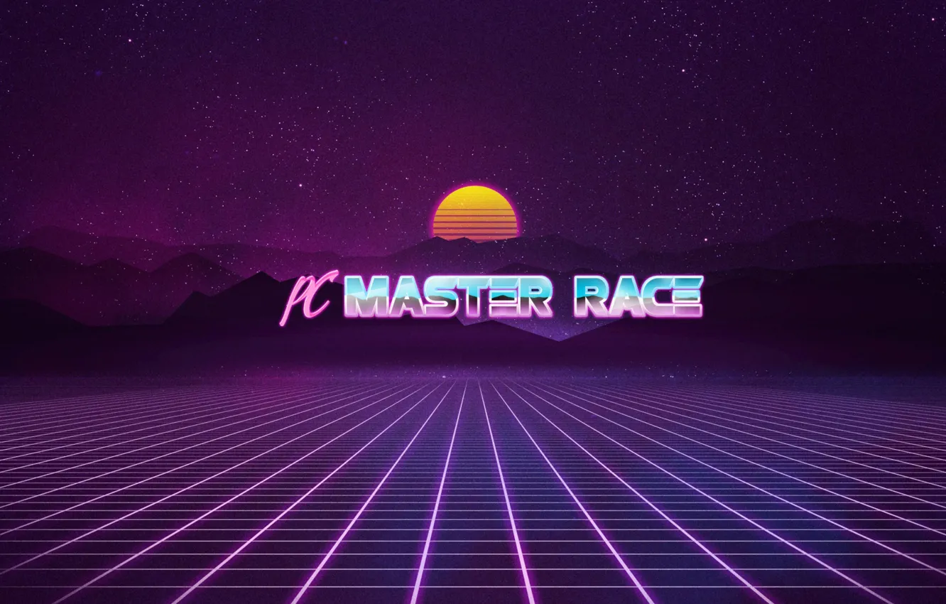 Фото обои Звезды, Неон, Фон, Race, Master, PC Master Race, Synth