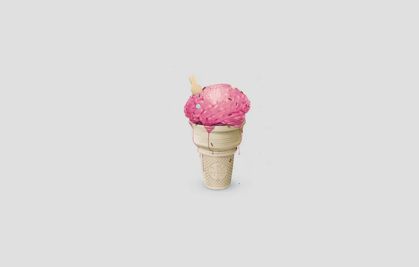 Фото обои минимализм, муравьи, мороженое, мозг, стаканчик