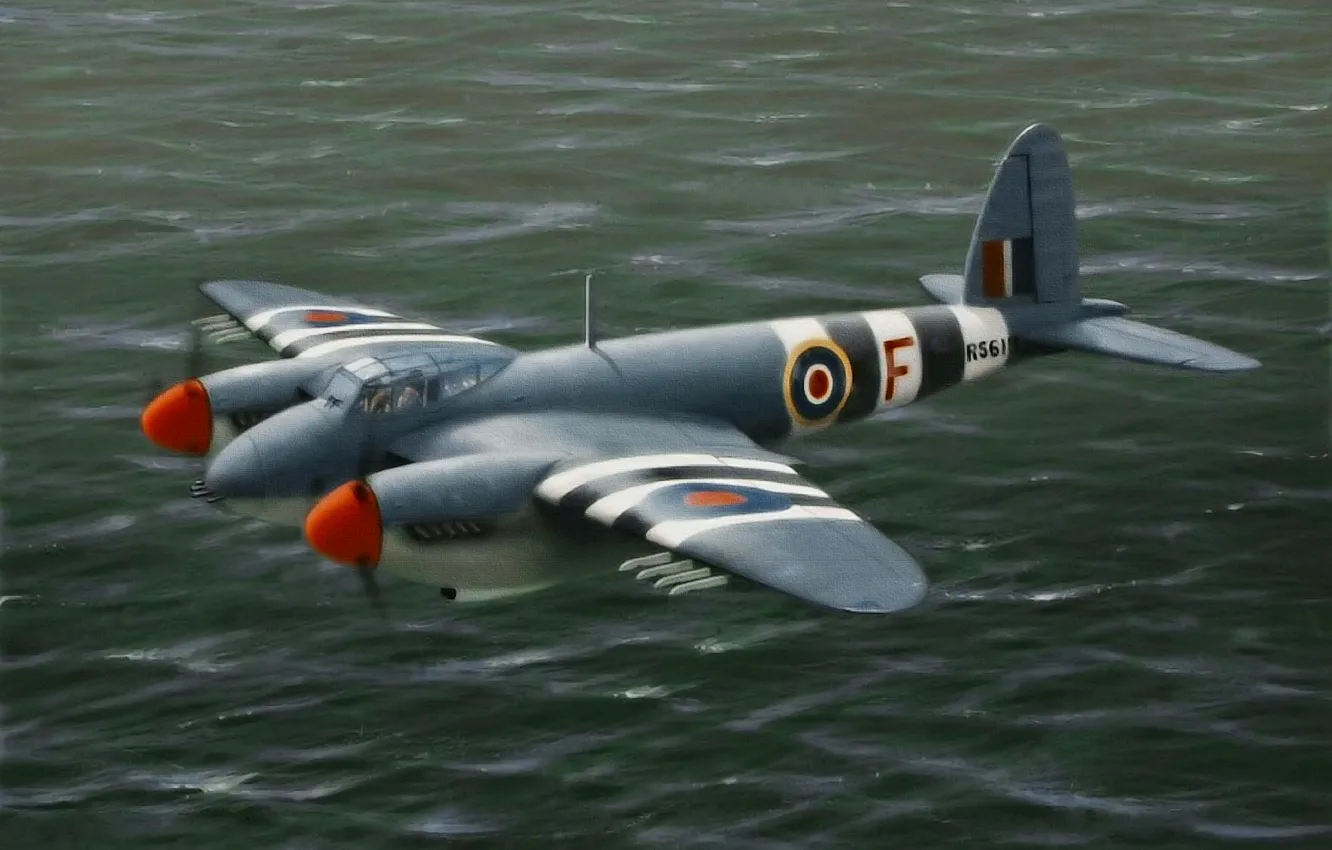 Фото обои war, art, painting, drawing, ww2, de havilland mosquito, Prowler's Return