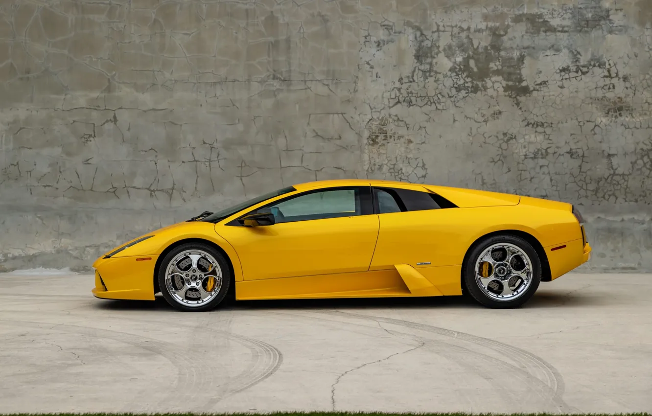Фото обои желтый, Lamborghini, ламбо, вид сбоку, Lamborghini Murcielago, Murcielago