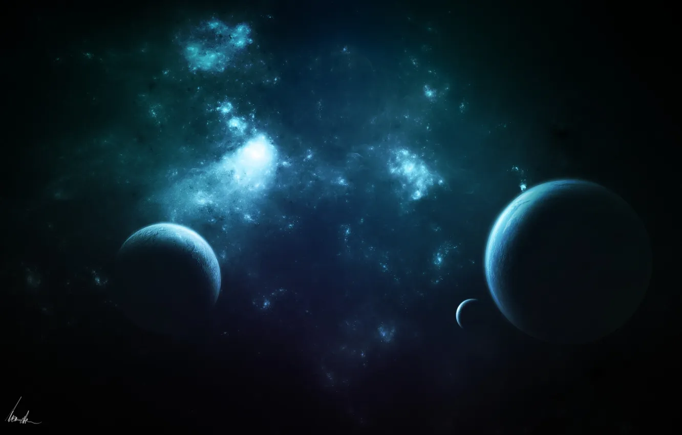 Фото обои звезды, планеты, созвездие, спутники, nebula