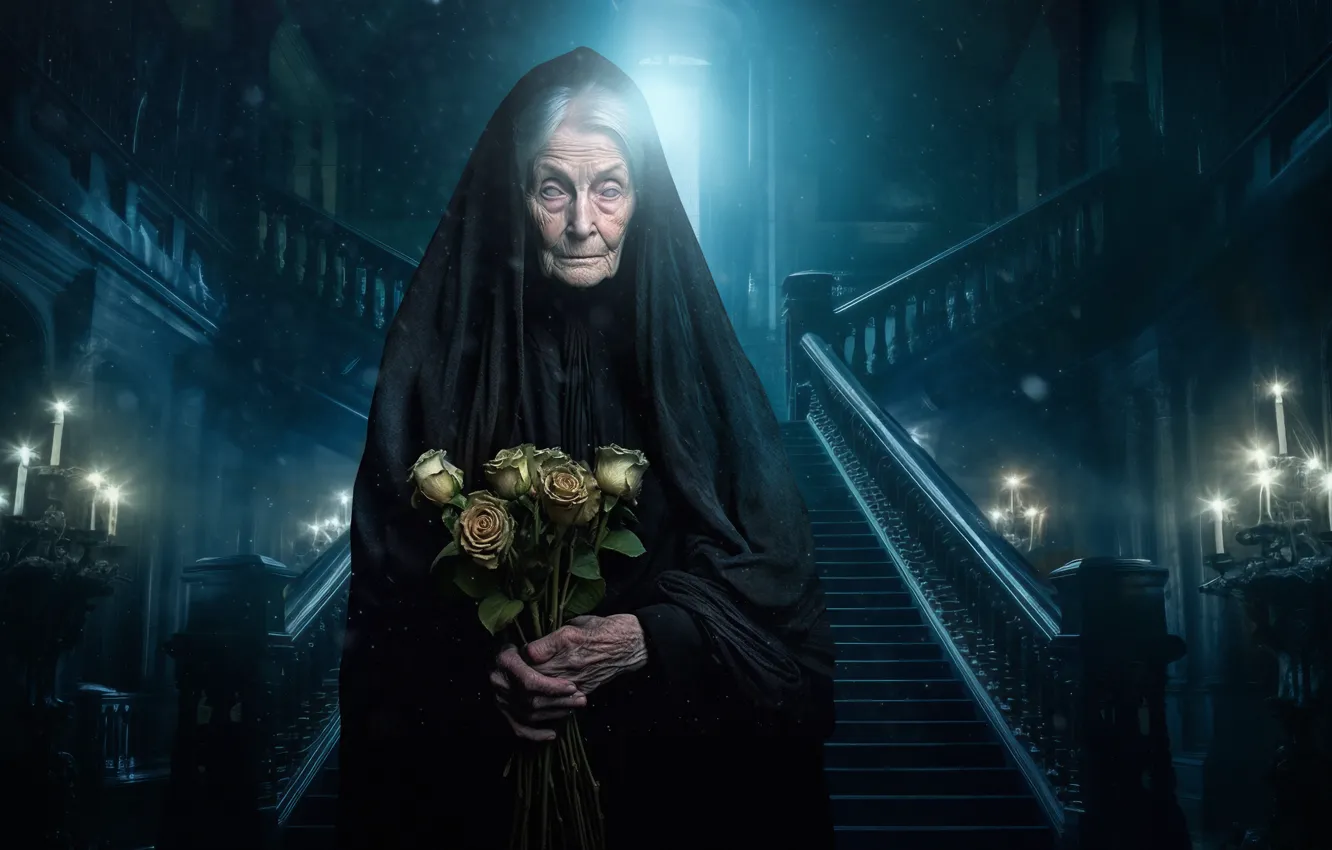 Фото обои dark, old, scenery, creepy, person