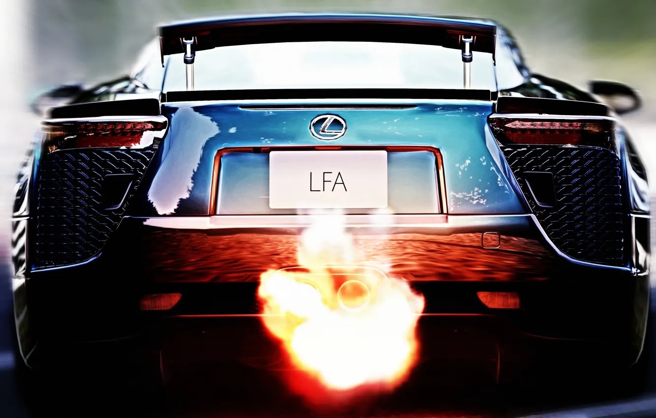 Фото обои пламя, Lexus, выхлоп, LFA