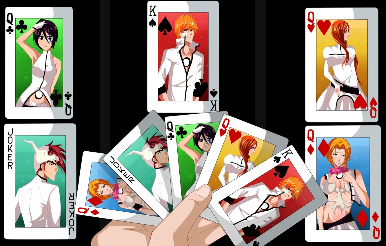 Фото обои game, Bleach, anime, Kuchiki Rukia, Joker, espada, Matsumoto, queen