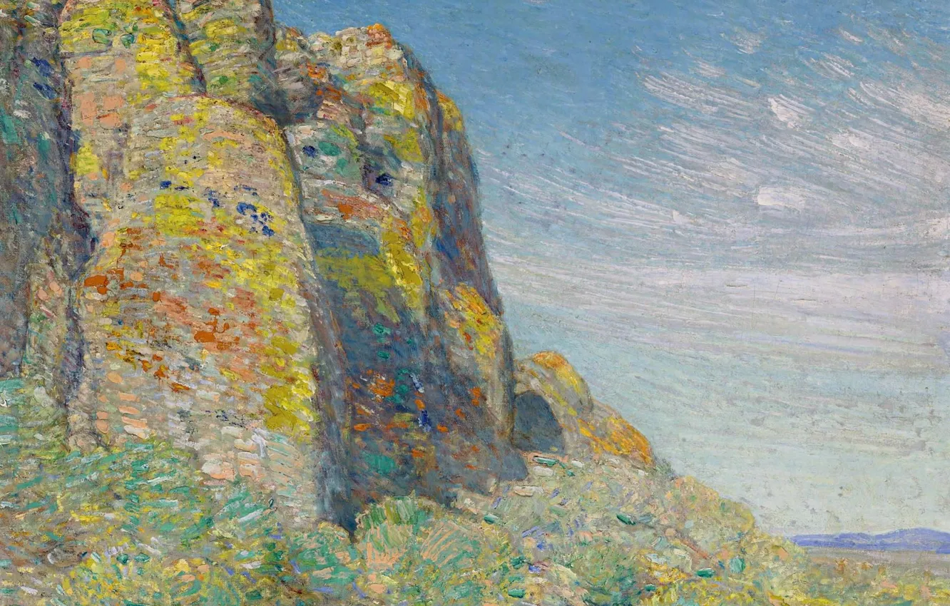 Фото обои пейзаж, скалы, картина, Frederick Childe Hassam, Чайльд Гассам, Harney Desert
