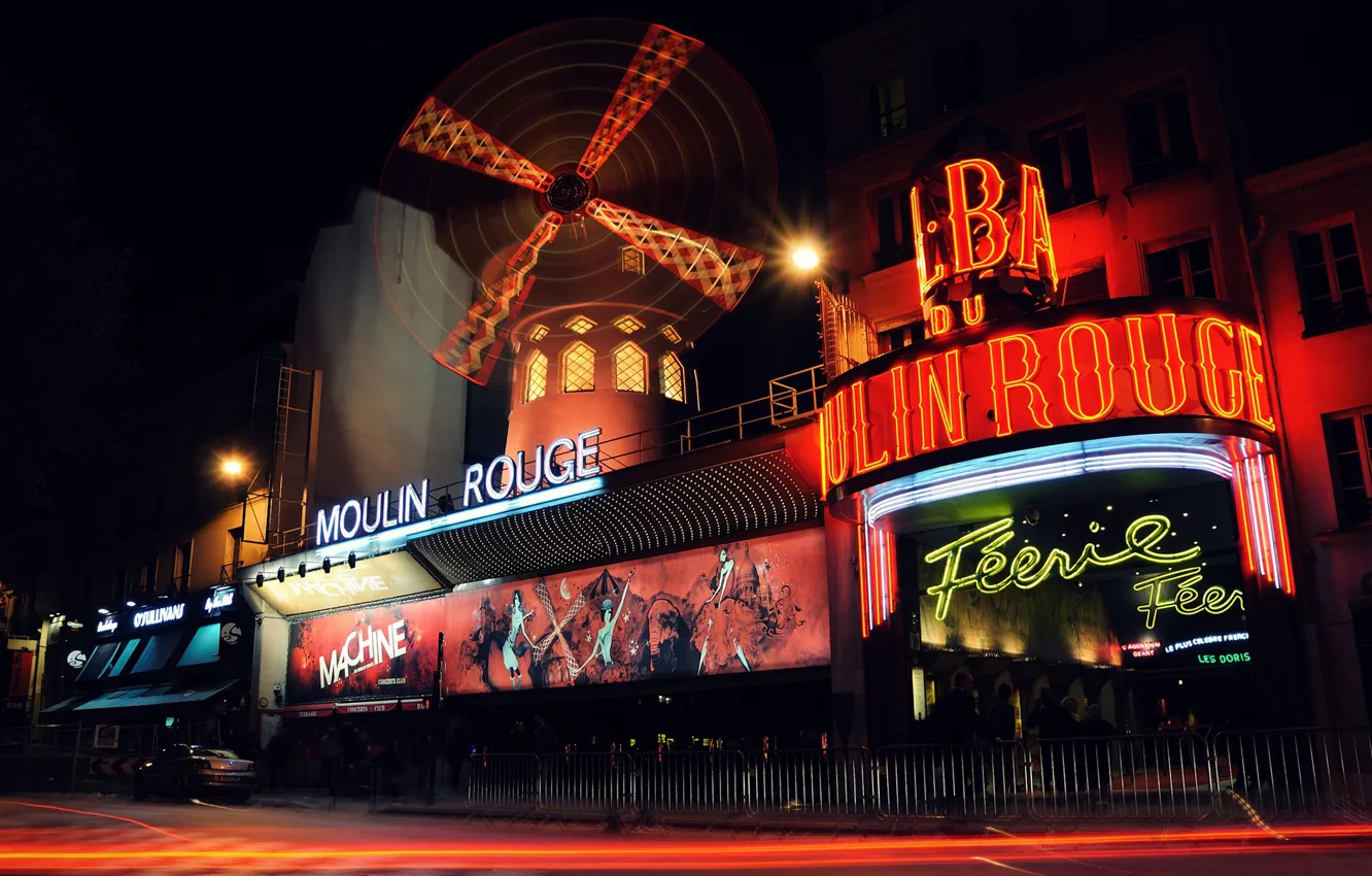 Фото обои город, Франция, Париж, кабаре, одна, фр., Moulin Rouge, французской